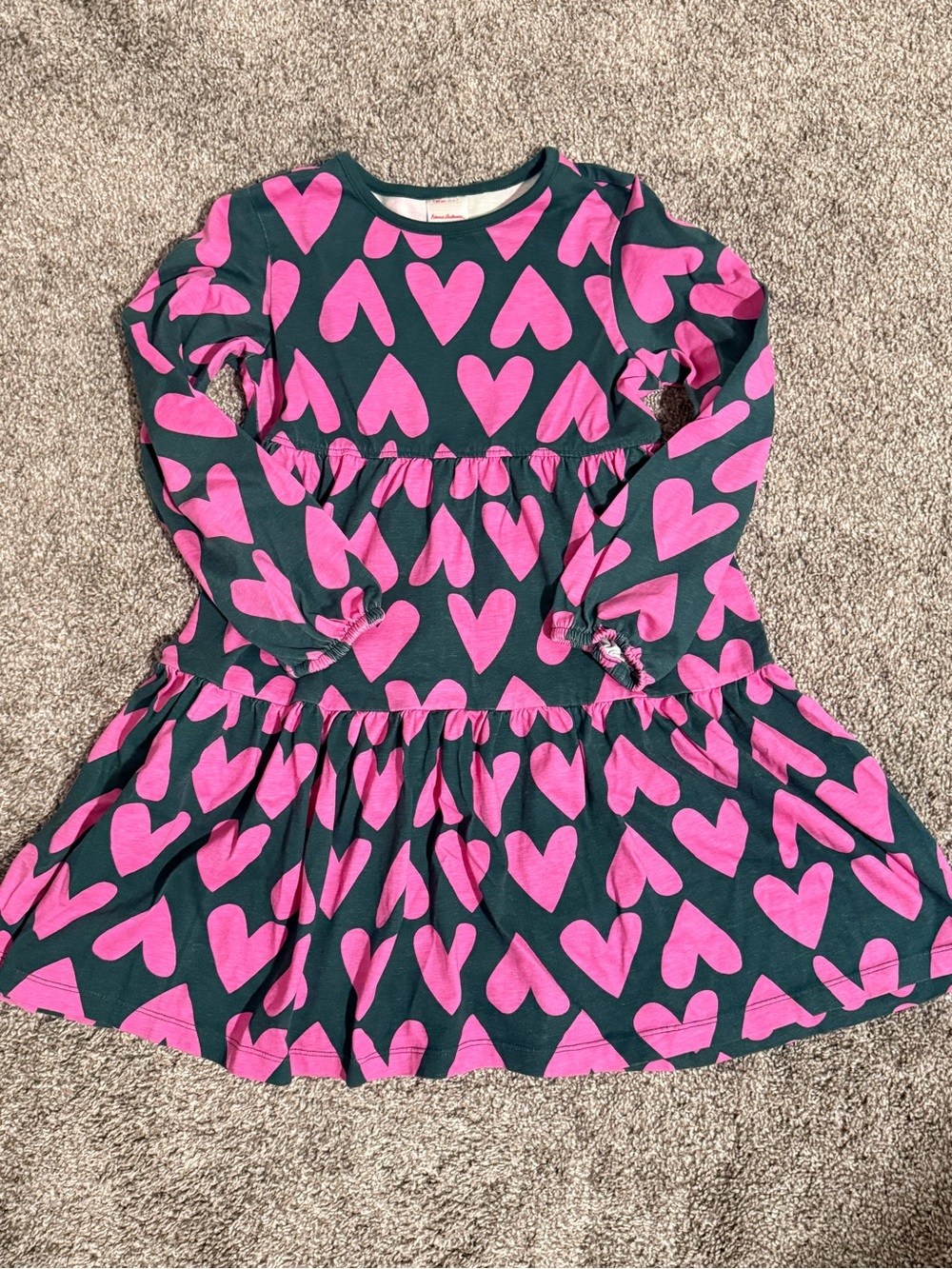 Hanna Andersson Dark Green with Hot Pink Heart Print